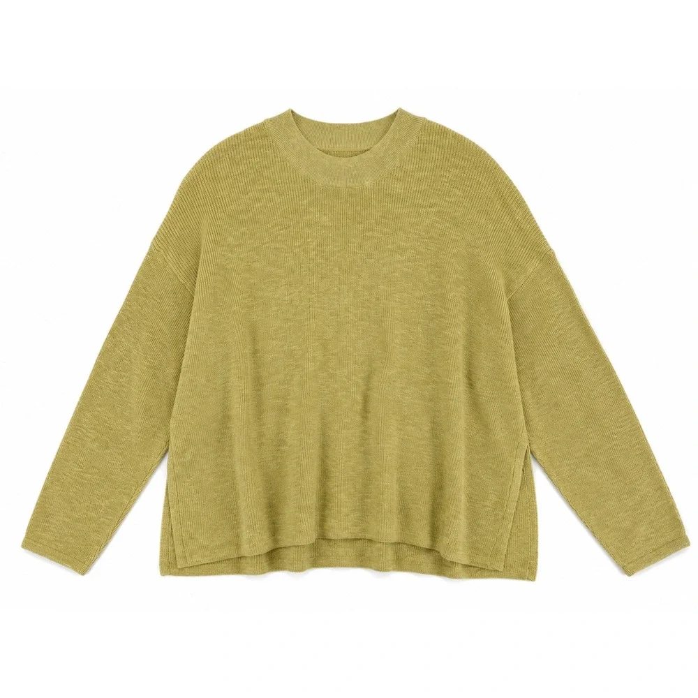 Free People Beach Malibu Solid Surf Sweater Chartreuse Green Oversized Medium